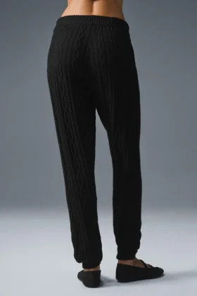 Pantalones Winter Bliss de punto trenzado – Negro