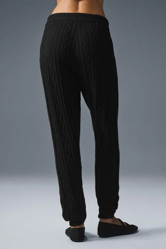 Pantalones Winter Bliss de punto trenzado - Negro