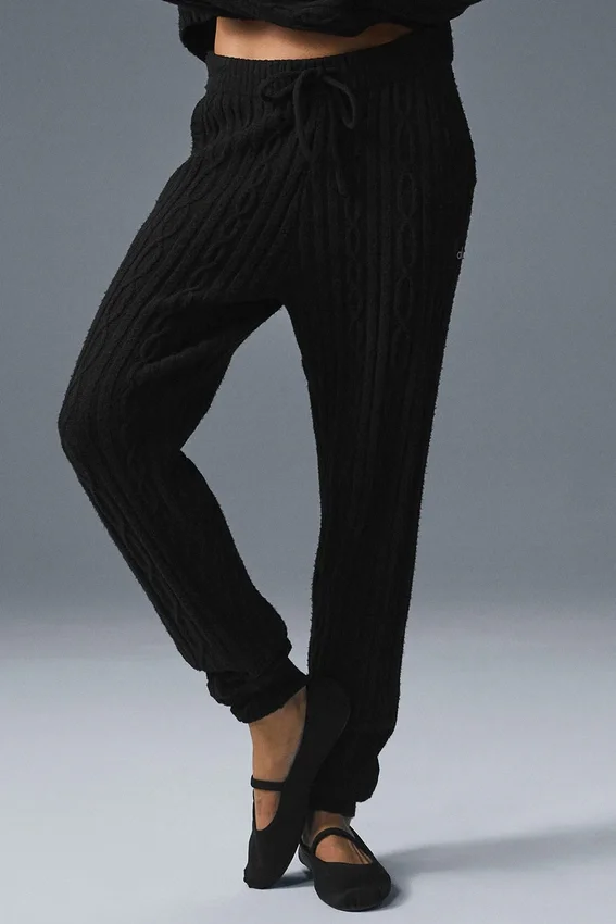 Pantalones Winter Bliss de punto trenzado - Negro