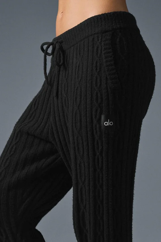 Pantalones Winter Bliss de punto trenzado - Negro