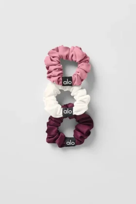 Paquete de 3 mini gomas para el cabello Fresh - Burdeos/Rosa rosa silvestre/Marfil