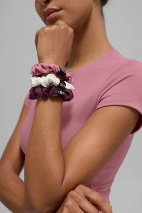 Paquete de 3 mini gomas para el cabello Fresh – Burdeos/Rosa rosa silvestre/Marfil