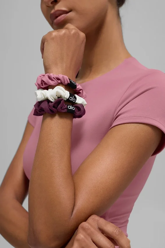 Paquete de 3 mini gomas para el cabello Fresh - Burdeos/Rosa rosa silvestre/Marfil