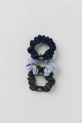 Paquete de 3 mini gomas para el cabello «Fresh» - Escarcha invernal/Azul marino/Antracita