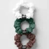 Paquete de 3 mini gomas para el cabello Fresh: marrón piedra/blanco/verde trébol