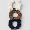 Paquete de 3 mini scrunchies «Fresh» - Marrón bronceado/Marfil/Azul marino