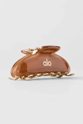 Pinza de garra acrílica «Illusion» - Marrón bronceado/oro cepillado