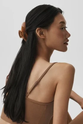 Pinza de garra acrílica «Illusion» – Marrón bronceado/oro cepillado