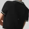 Polo corto de punto Tennis Club Jersé - Negro/Marfil
