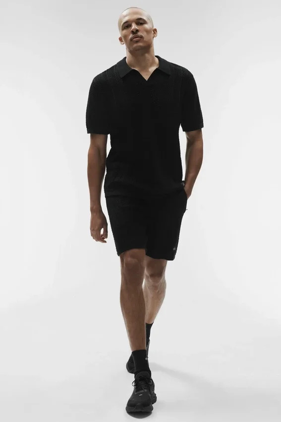Polo de malla Coastline de manga corta - Negro