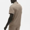 Polo de manga corta «Coastal» de jersey de lino - Gravel