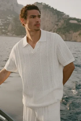Polo de manga corta de punto Coastline - Marfil