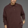 Polo de manga larga de punto texturizado - Brownstone