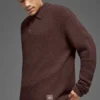 Polo de manga larga de punto texturizado - Brownstone