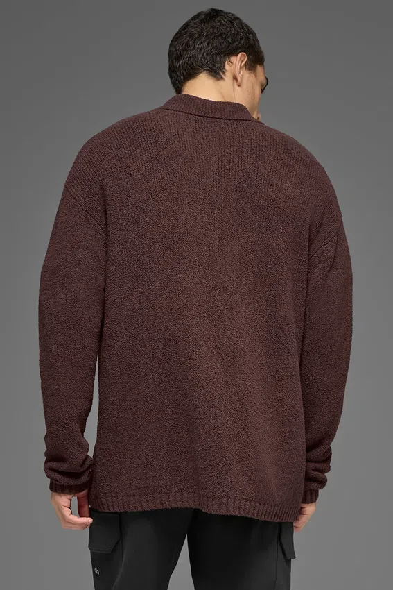 Polo de manga larga de punto texturizado - Brownstone