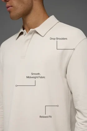 Polo de manga larga Double Take – Hueso