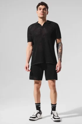 Polo de punto abierto - Negro