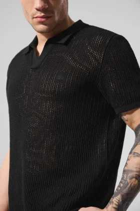 Polo de punto abierto – Negro
