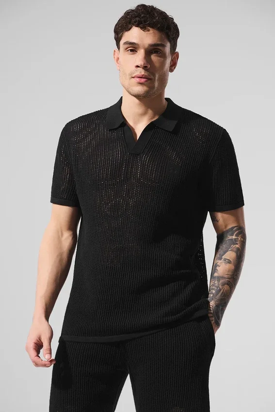 Polo de punto abierto - Negro