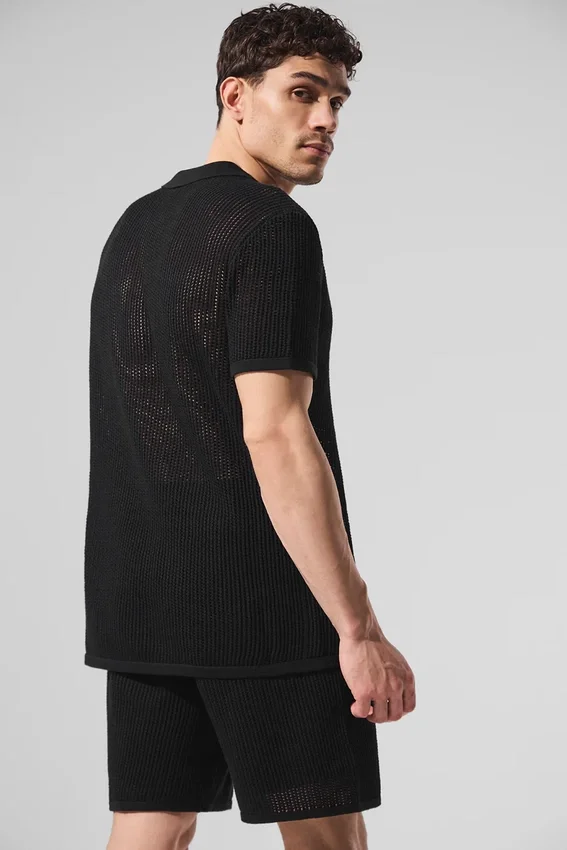 Polo de punto abierto - Negro