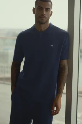 Polo de punto tipo jersé Sports Club - Azul marino