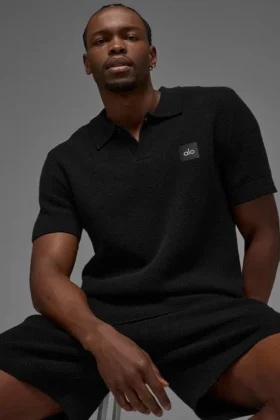 Polo de punto tipo jersé Sports Club - Negro