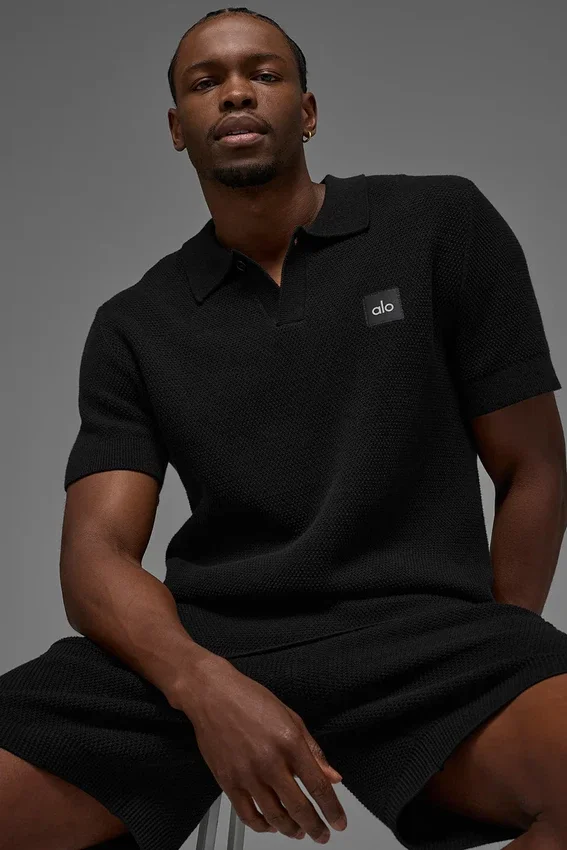 Polo de punto tipo jersé Sports Club - Negro