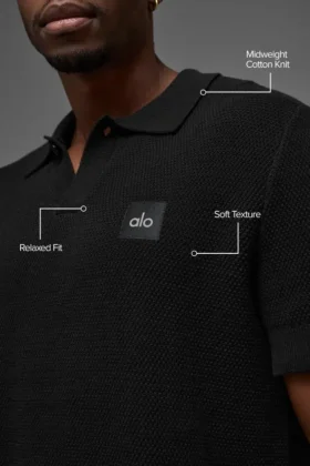 Polo de punto tipo jersé Sports Club – Negro