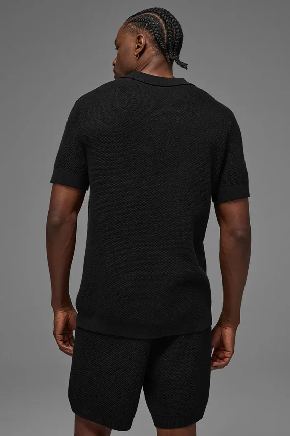 Polo de punto tipo jersé Sports Club - Negro