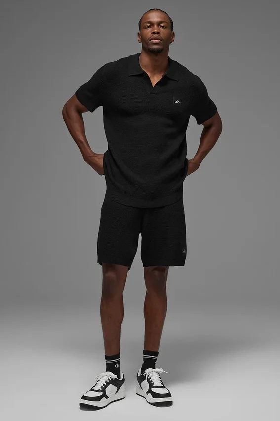 Polo de punto tipo jersé Sports Club - Negro