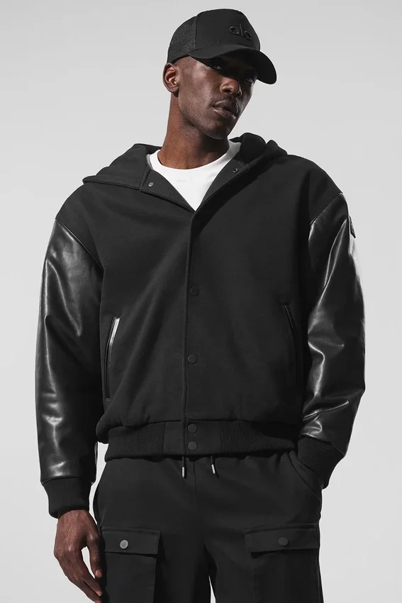 Seleccionar chaqueta bomber con capucha - Negro
