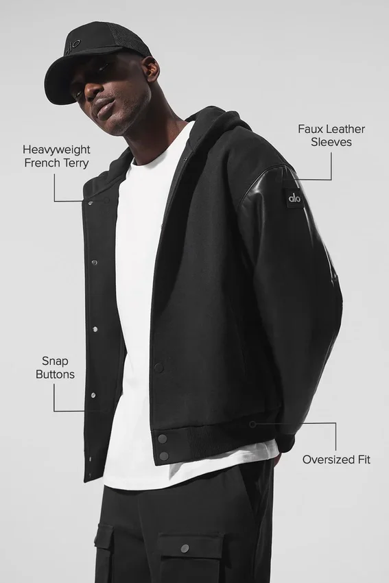 Seleccionar chaqueta bomber con capucha - Negro