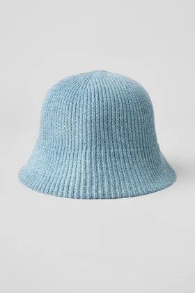 Sombrero cloche de punto de mezclilla - Azul celeste/Azul celeste oscuro