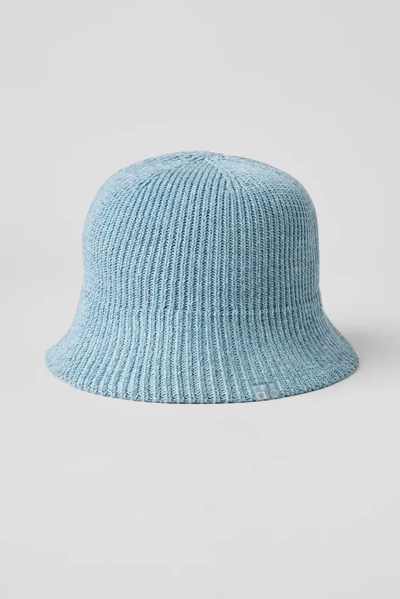 Sombrero cloche de punto de mezclilla - Azul celeste/Azul celeste oscuro