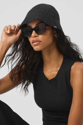 Sombrero cloche de punto denim - Negro/Antracita