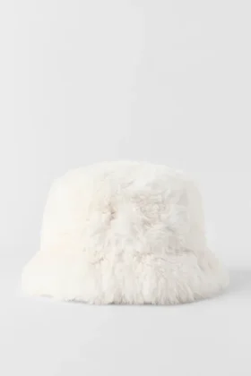 Sombrero tipo bucket de piel sintética Starstruck – Marfil