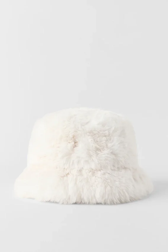 Sombrero tipo bucket de piel sintética Starstruck - Marfil