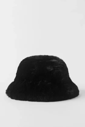 Sombrero tipo cubo de piel sintética Starstruck – Negro
