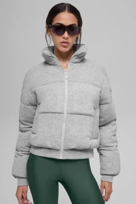 Sudadera acolchada - Gris jaspeado deportivo