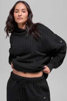 Sudadera con capucha a rayas finas - Rayas finas negras