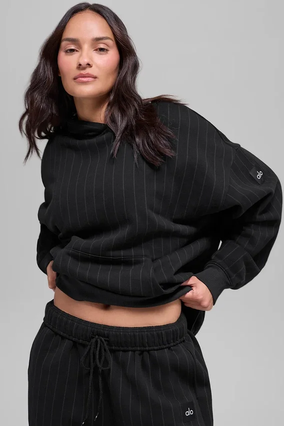 Sudadera con capucha a rayas finas - Rayas finas negras