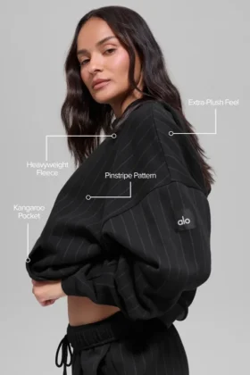 Sudadera con capucha a rayas finas – Rayas finas negras