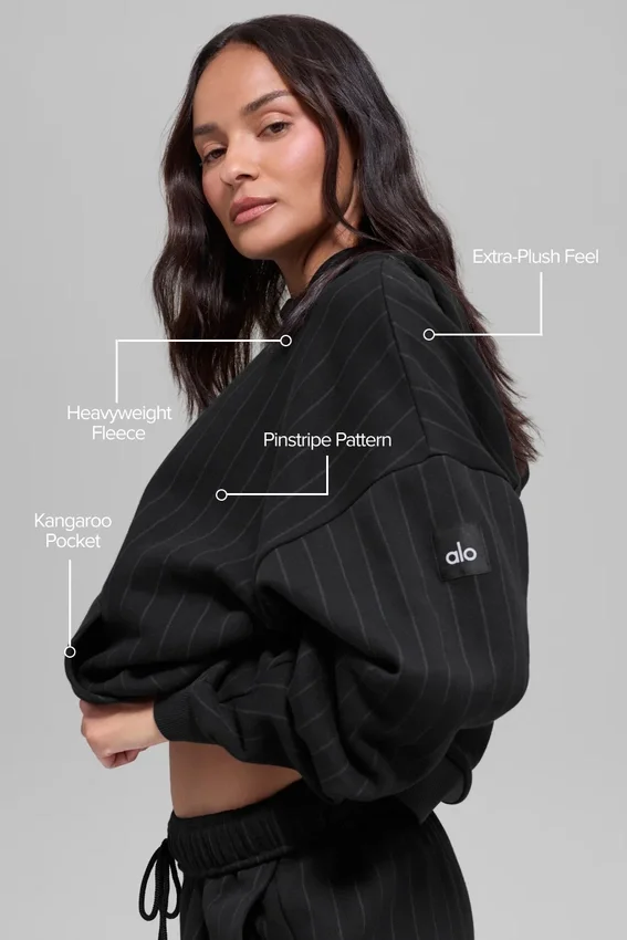 Sudadera con capucha a rayas finas - Rayas finas negras