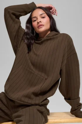 Sudadera con capucha a rayas - Rayas color espresso