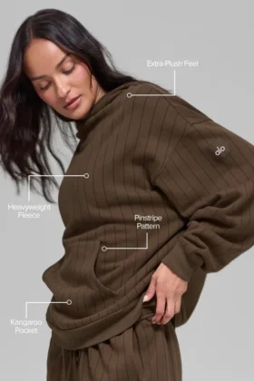 Sudadera con capucha a rayas – Rayas color espresso