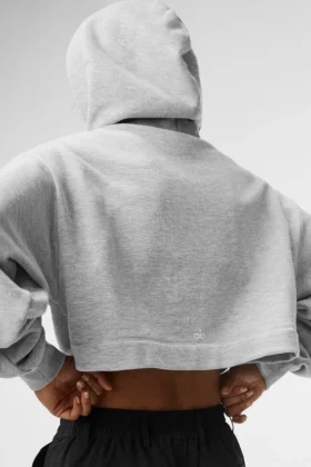 Sudadera con capucha Bae – Gris jaspeado deportivo