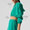 Sudadera con capucha corta y cremallera completa «Breezy» — Verde abeto