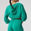 Sudadera con capucha corta y cremallera completa «Breezy» — Verde abeto