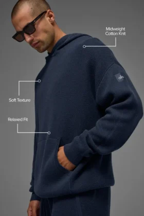 Sudadera con capucha de punto Sports Club – Azul marino