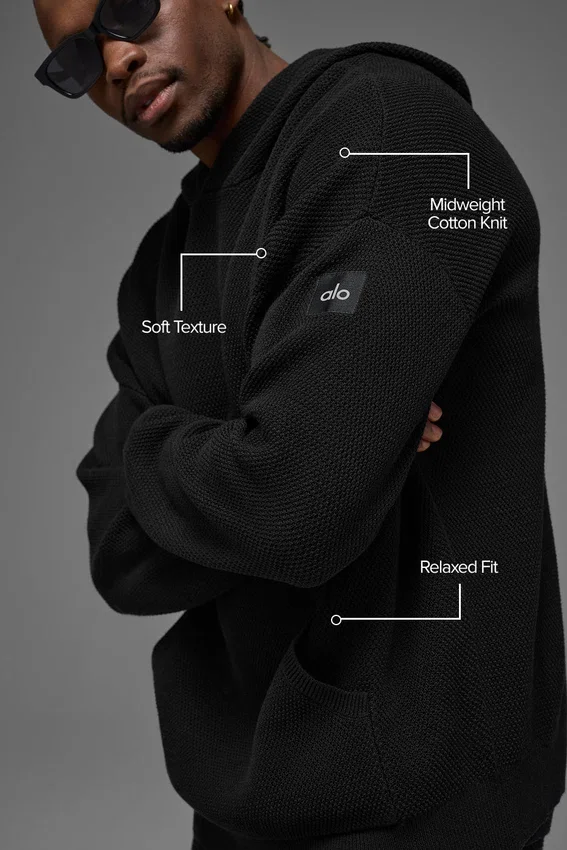 Sudadera con capucha de punto «Sports Club» - Negro